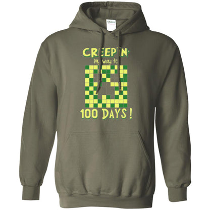 Teacher T-shirt Creepin My Way To 100 Days Military Green