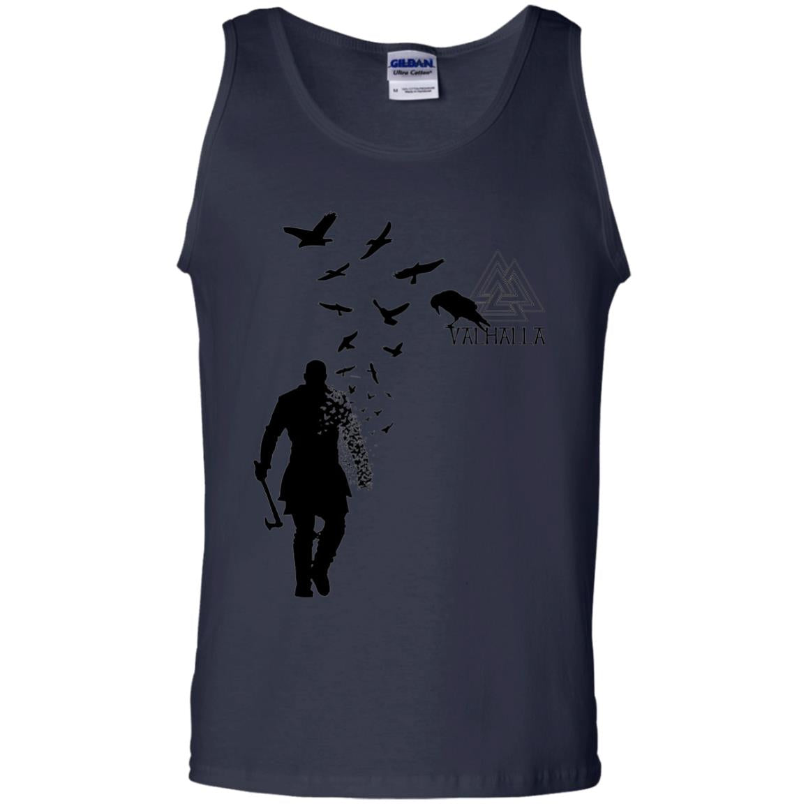 Vikings Axe Ragnar Lothbrok Flock Of Ravens Valhalla Symbol T-shirt Navy