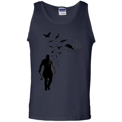 Vikings Axe Ragnar Lothbrok Flock Of Ravens Valhalla Symbol T-shirt Navy