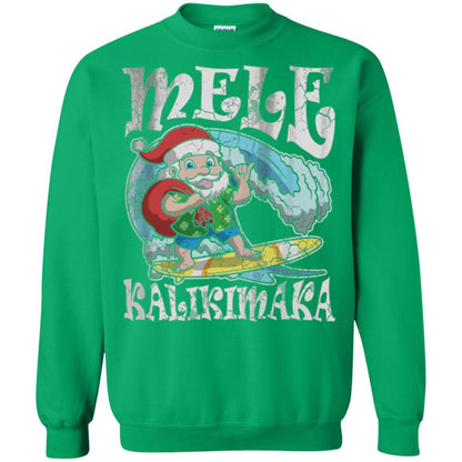 Christmas T-shirt Mele Kalikimaka Santa Hawaii Irish Green