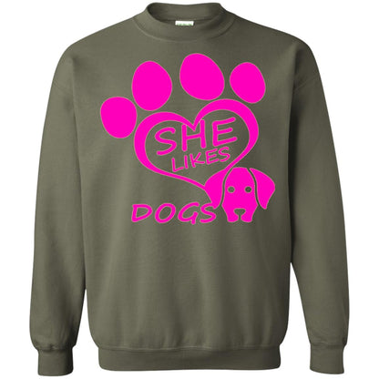 Dog Lovers Shirt She Likes Dogs Military Green