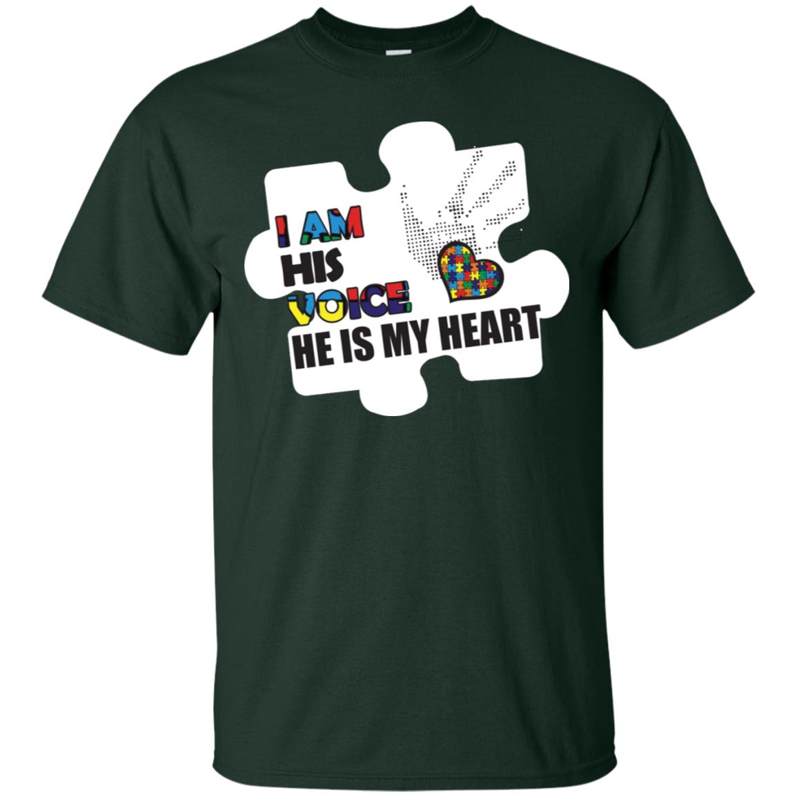 I Am His Voice He Is My Heart Autism Awareness Gift Shirt Forest