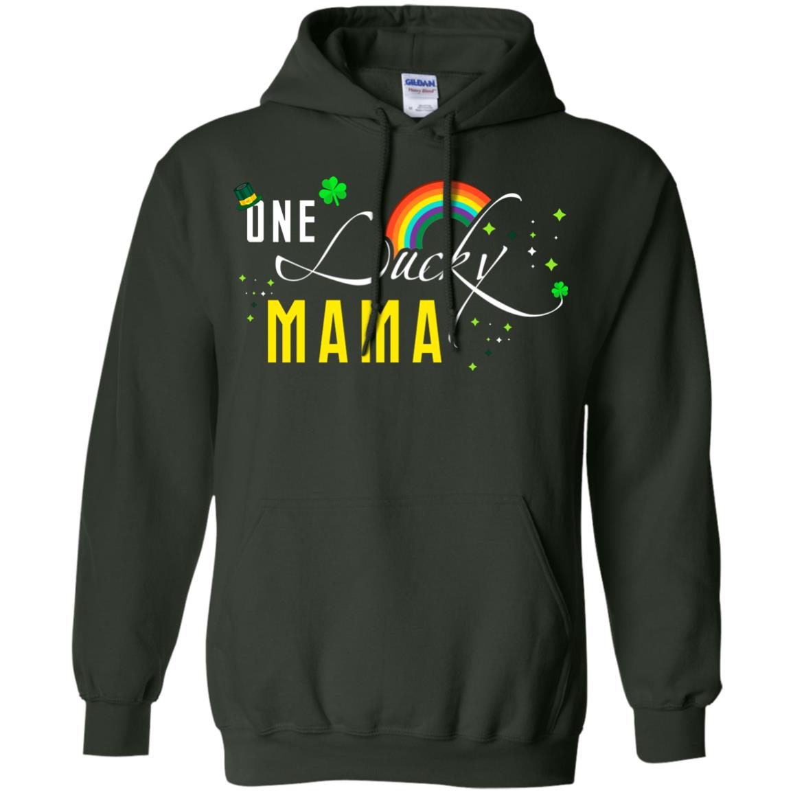 One Lucky Mama St. Patrick_s Day T-shirt Forest Green