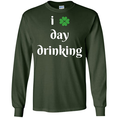 I Day Drinking Funny St Patricks Day T-shirt Forest Green