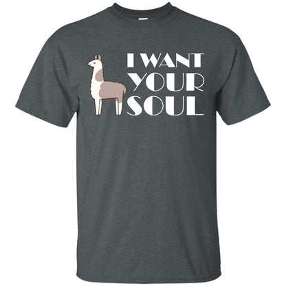 I Want Your Soul Llama Shirt Dark Heather