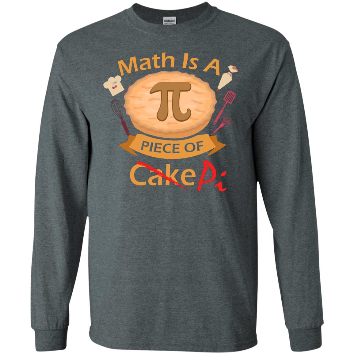 Math Is A Piece Of Pi Funny Pi Day T-shirt For Math Lover Dark Heather