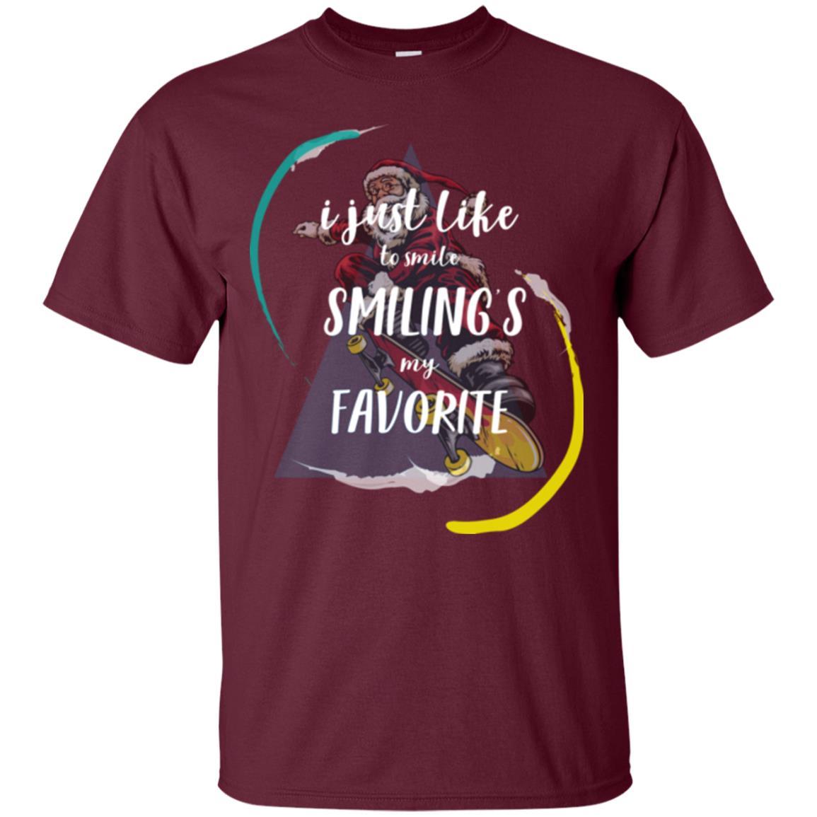 Christmas T-shirt I Just Like To Smile Smiling My Favorite Maroon