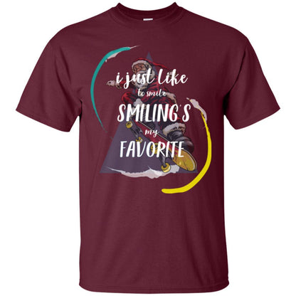 Christmas T-shirt I Just Like To Smile Smiling My Favorite Maroon