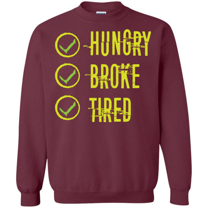 Hungry Broke Tired Check Mark T-shirt Maroon