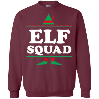 Christmas T-shirt Elf Squad Holiday Family Group Matching Maroon