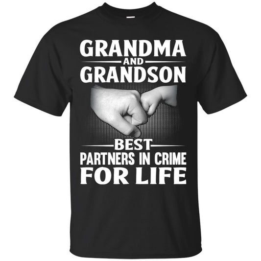 Grandma And Grandson Best Partners In Crime For Life Family T-shirt Black