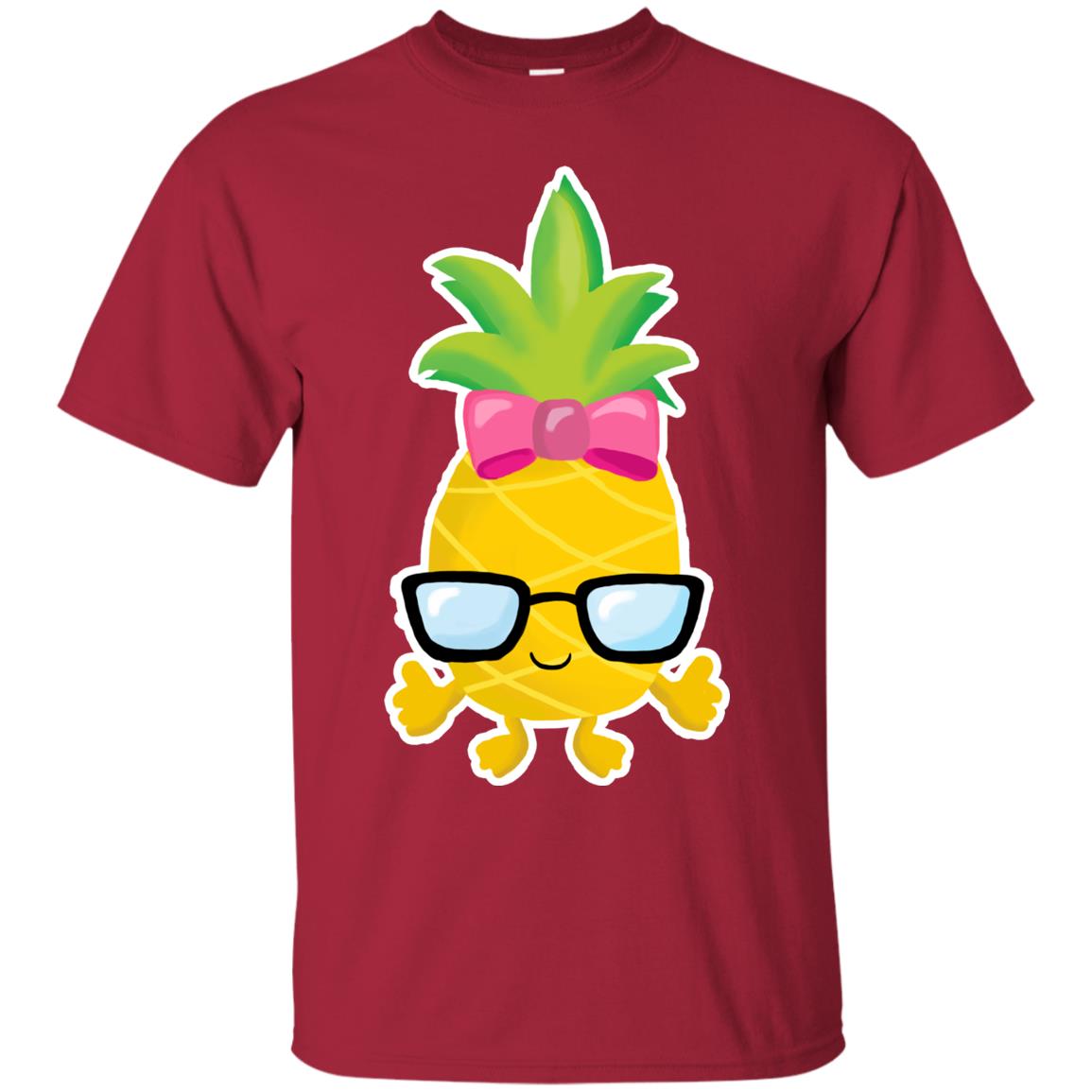 Funny Pineapple With Glasses For Girls Womens Shirt Cardinal
