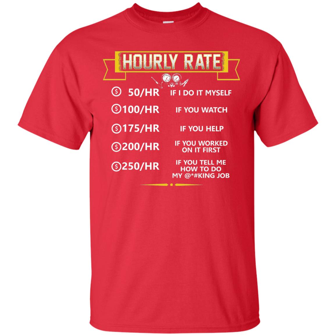 Hvac Tech Hourly Rate T-shirt New Version Red