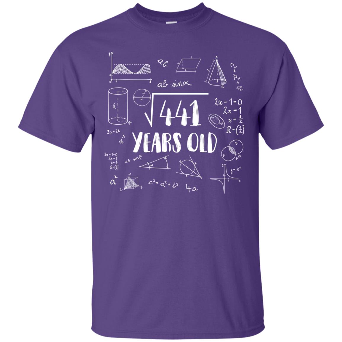 Square Root Of 441 21st Birthday 21 Years Old Math T-shirt Purple