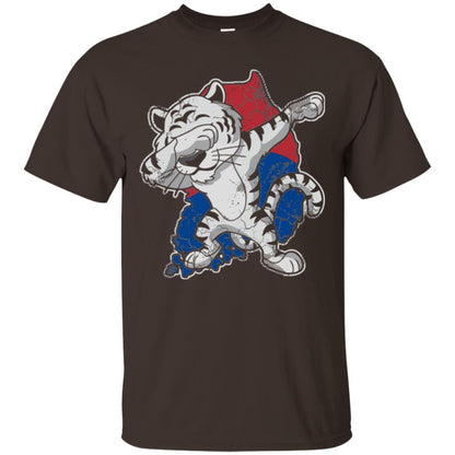 Dabbing White Tiger South Korea Flag T-shirt Dark Chocolate
