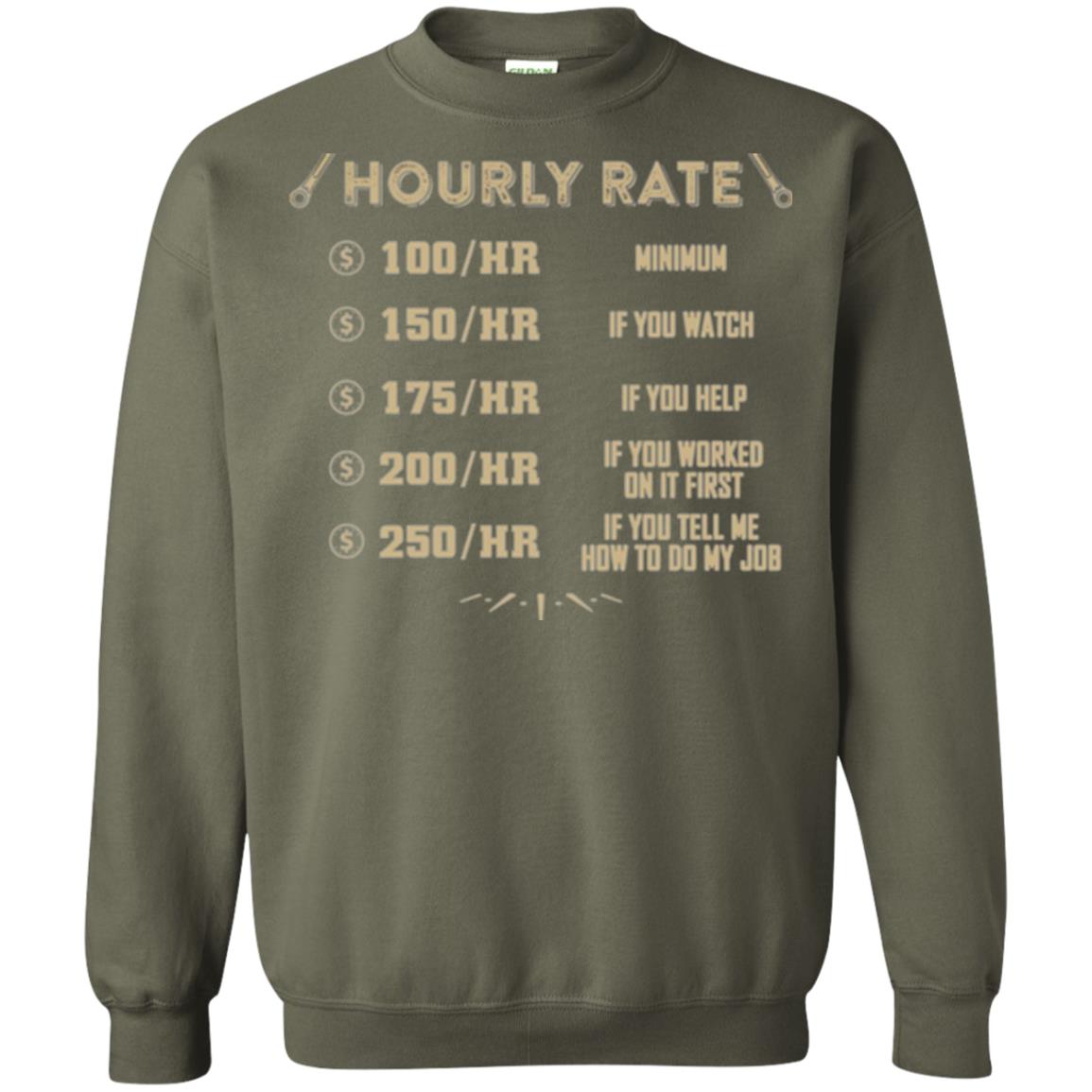 Mechanic T-shirt Mechanic Hourly Rate Military Green