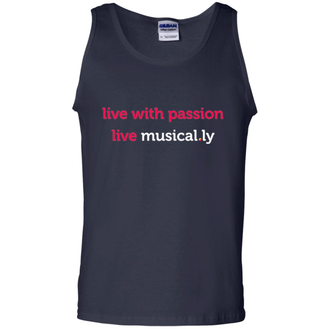 Music Lover T-shirt Live With Passion Live Musical.ly Navy