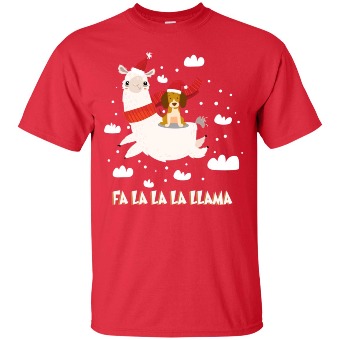 Fa La La La Llama With Beagle X-mas Gift Shirt Red