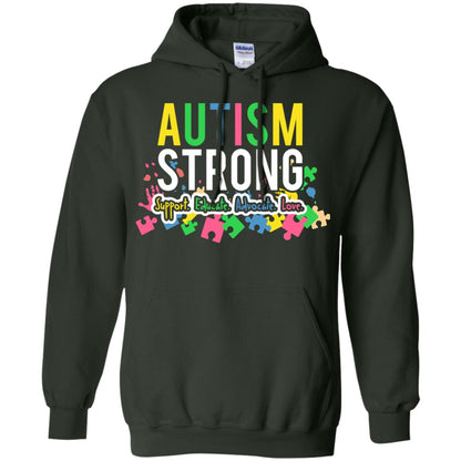 Autism Strong Support Educate Advocate Love Autism Awearness T-shirt Forest Green