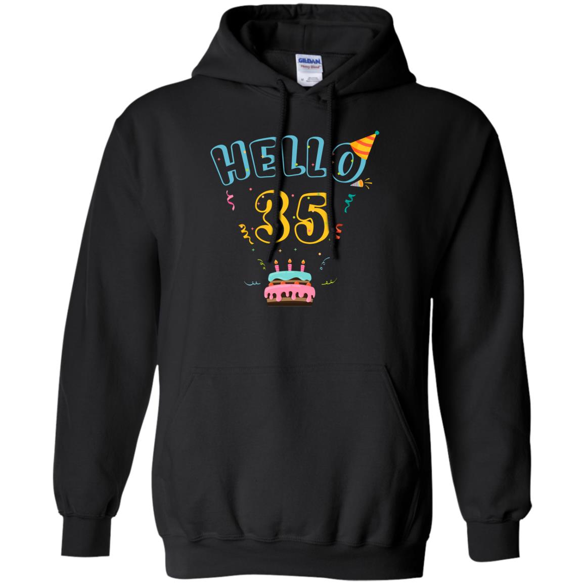 Hello 35 Thirty Five  35th 1983s Birthday Gift  ShirtG185 Gildan Pullover Hoodie 8 oz.
