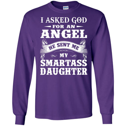 Daddy T-shirt I Asked God For An Angel Purple