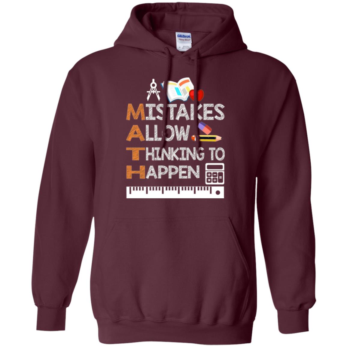 Math Lover T-shirt Mistakes Allow Thinking To Happen Maroon