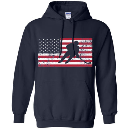 Hockey T-shirt American Flag Usa Patriotic Ice Skating Navy