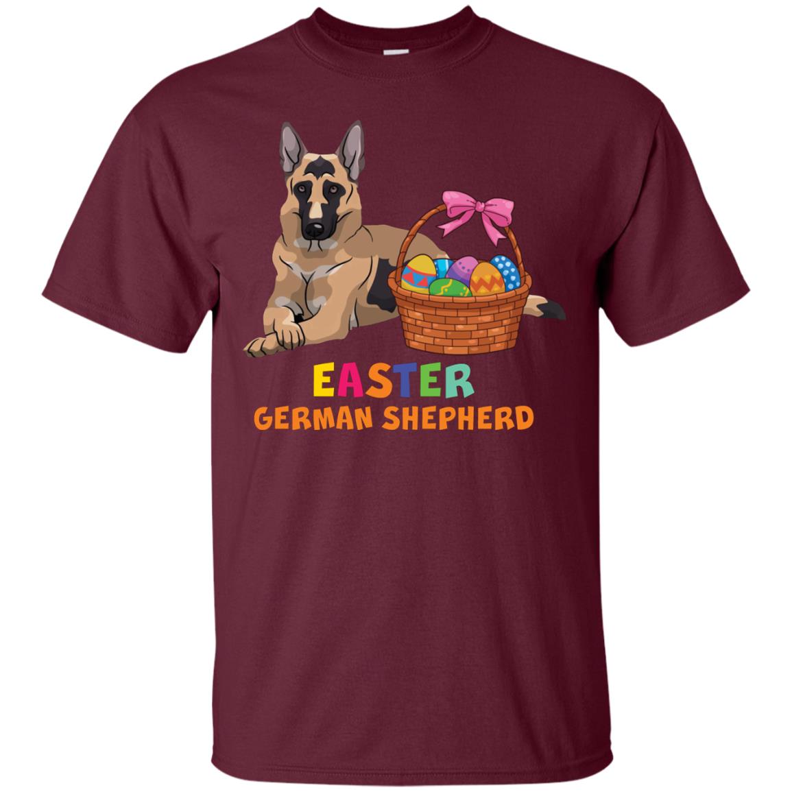 Easter German Shepherd Dog Lover T-shirt For Easter Maroon