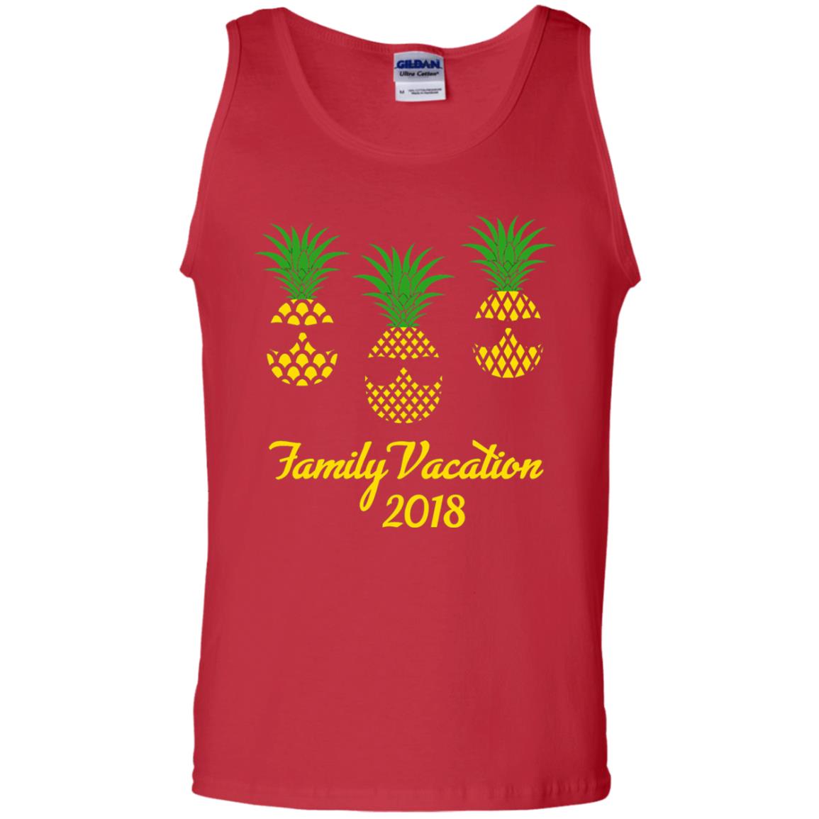 Family Vacation 2018 Shirt Hawaii Pineapple Sunglasses Red