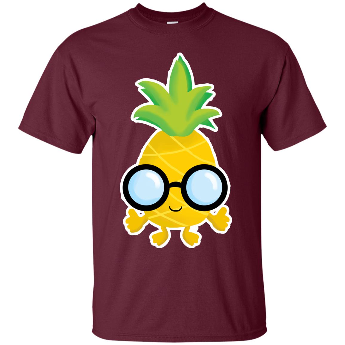 Funny Pineapple With Glasses For Boys Mens Shirt Maroon
