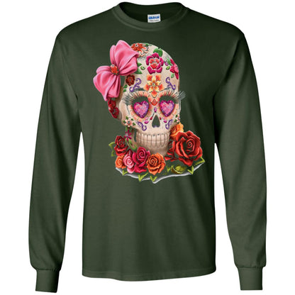 Cinco De Mayo Skull Women Flower Shirt Forest Green