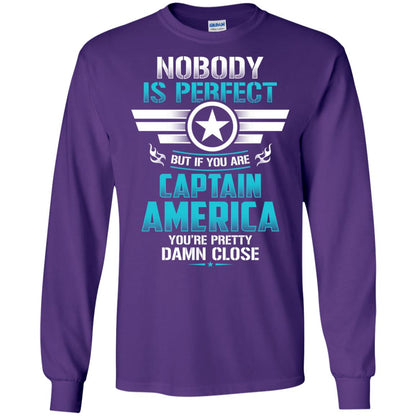 Nobody Is Perfect But If You Are Captain America You_re Pretty Damn Close Movie Fan T-shirt Purple