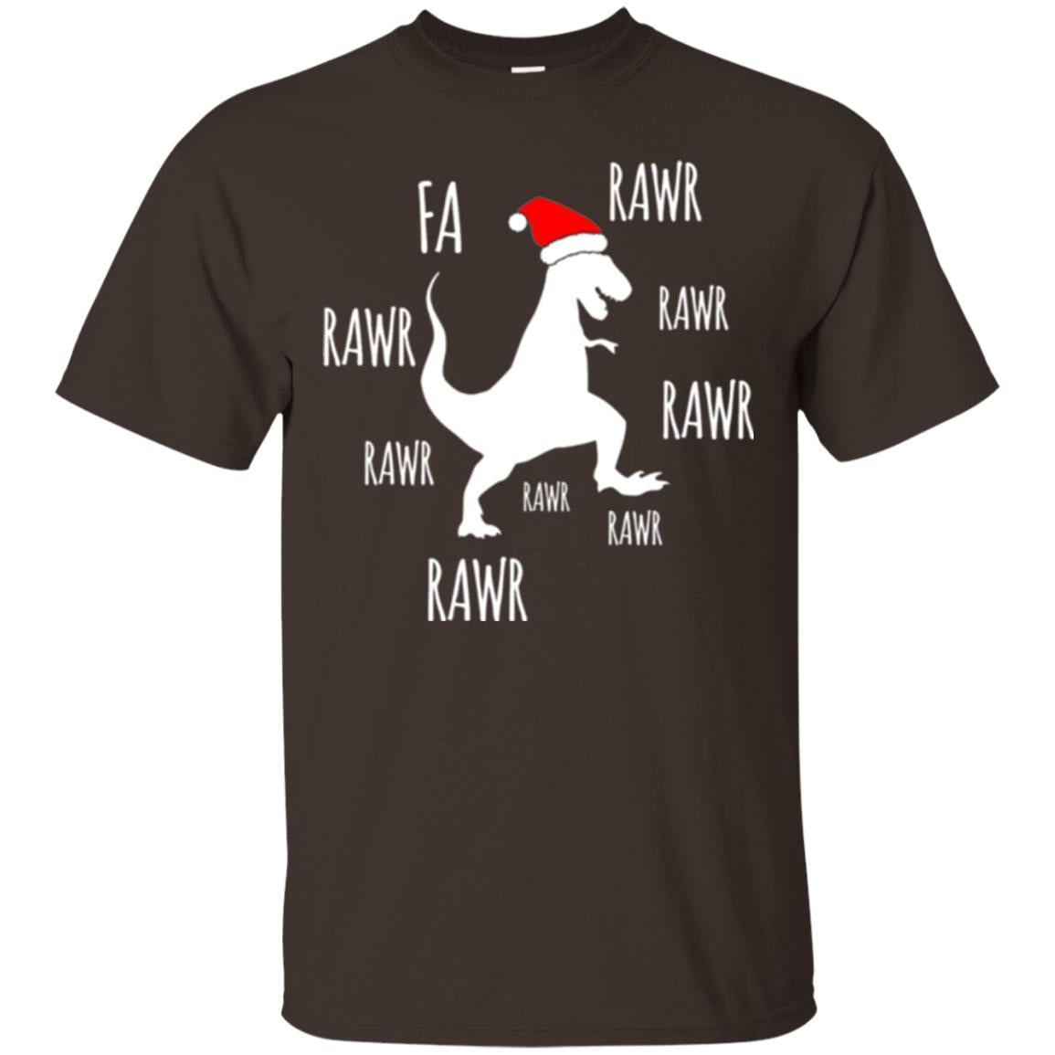 Christmas T-shirt Fa Rawr Rawr Funny T-rex Dinosaur Dark Chocolate