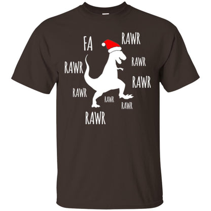 Christmas T-shirt Fa Rawr Rawr Funny T-rex Dinosaur Dark Chocolate