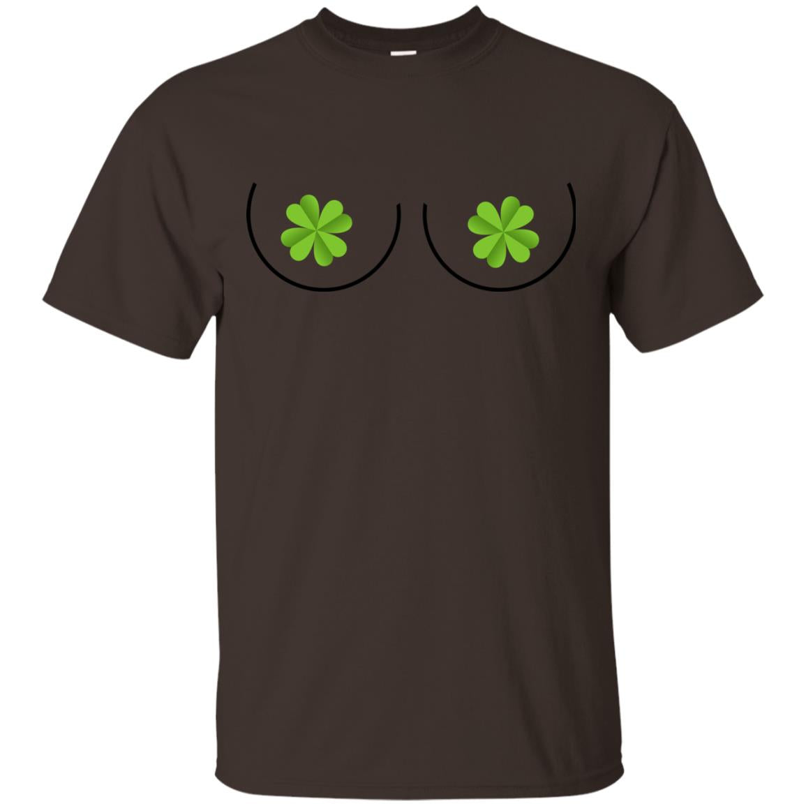 Shamrocks Breast Saint Patrick_s Day T-shirt Dark Chocolate