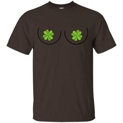 Shamrocks Breast Saint Patrick_s Day T-shirt Dark Chocolate
