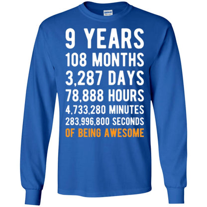 9th Birthday T-shirt 9 Years Old Being Awesome Royal