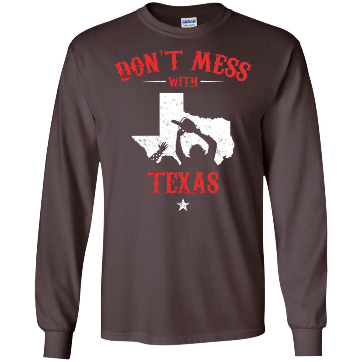 Don_t Mess With Texas Chainsaw T-shirt Dark Chocolate
