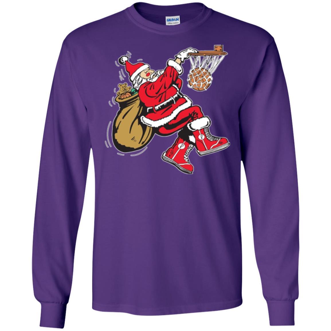 Christmas T-shirt Basketball Santa Claus Purple