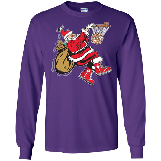 Christmas T-shirt Basketball Santa Claus Purple