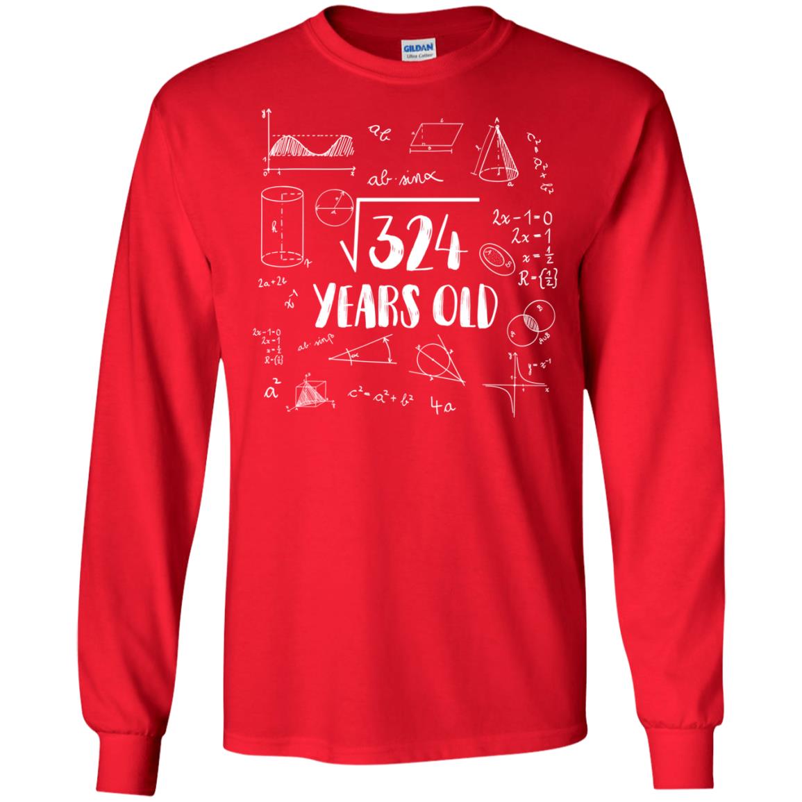 Square Root Of 324 18th Birthday 18 Years Old Math T-shirt Red