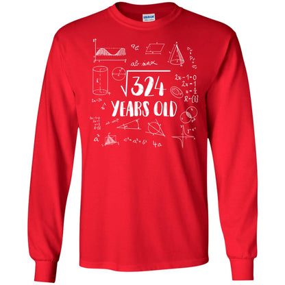 Square Root Of 324 18th Birthday 18 Years Old Math T-shirt Red