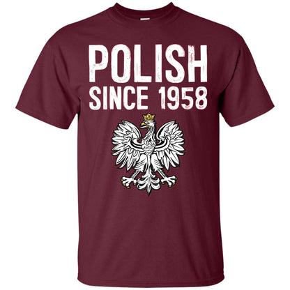 60th Birthday T-shirt Polish Since 1958 Maroon