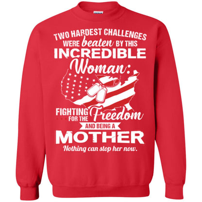 Incrediable Woman Fighting For The Freedom And Being A Mother Military Shirt Red