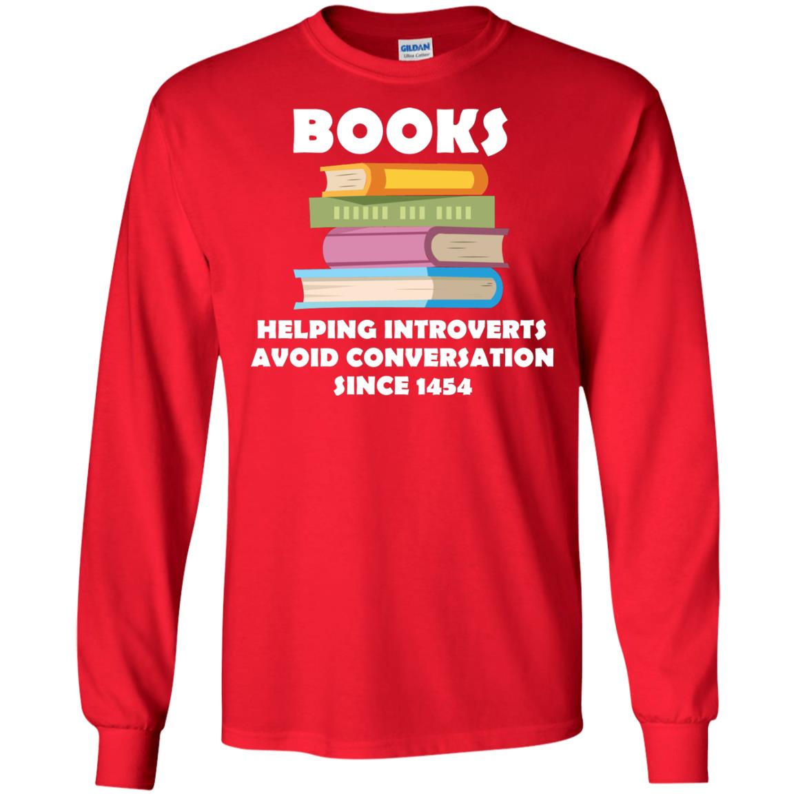 Books Helping Introverts Avoid Conversation Since 1454 Shirt Red
