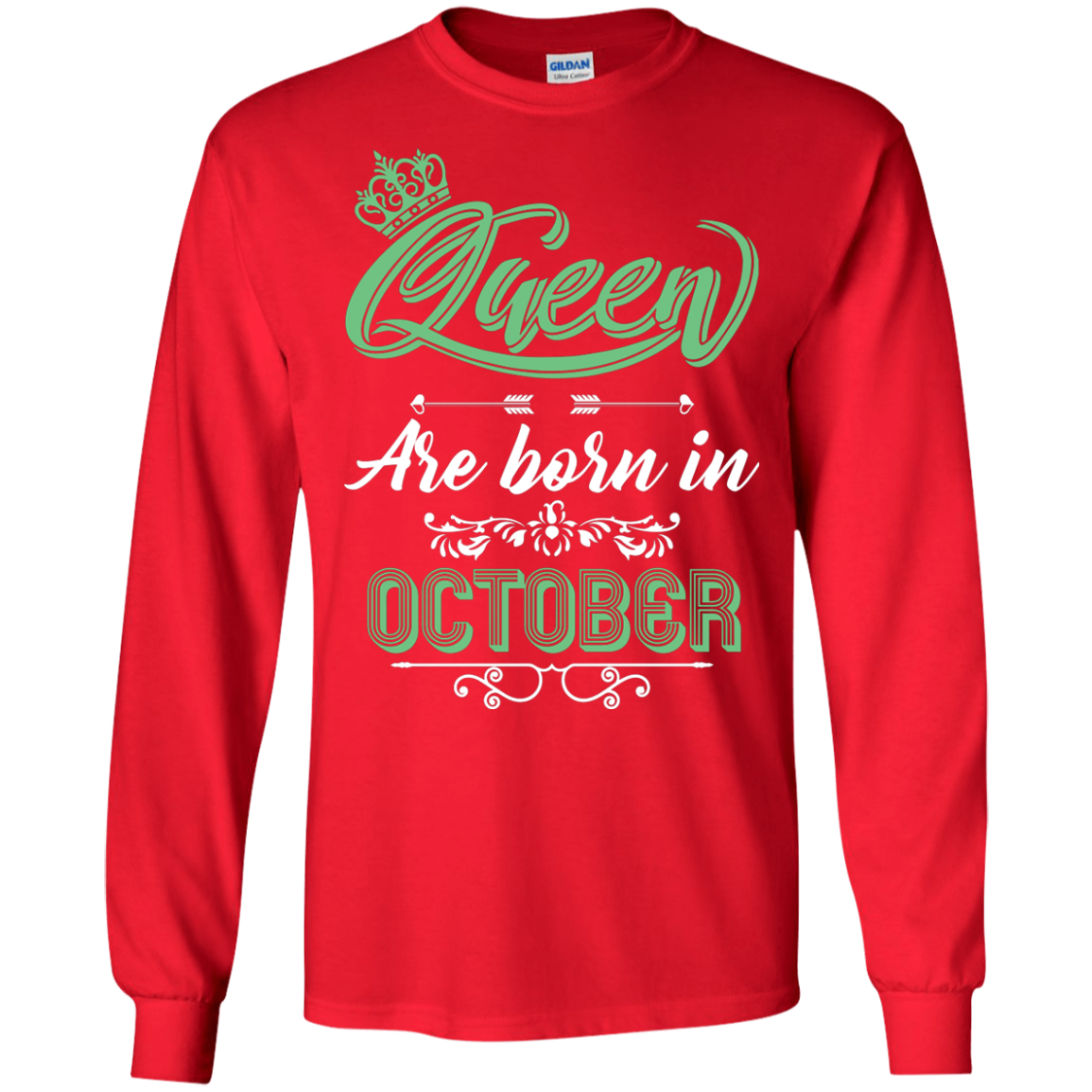 Brithday T-Shirt Queen Are Born In October Red