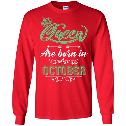 Brithday T-Shirt Queen Are Born In October Red