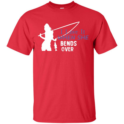 I Love It When She Bends Over Fishing Lover T-shirt For Mens Red