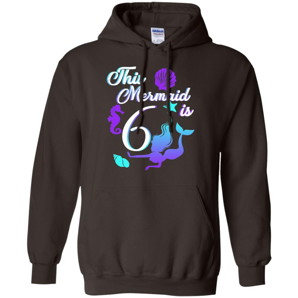 6th Birthday Shirt This Mermaid Is 6 Dark Chocolate