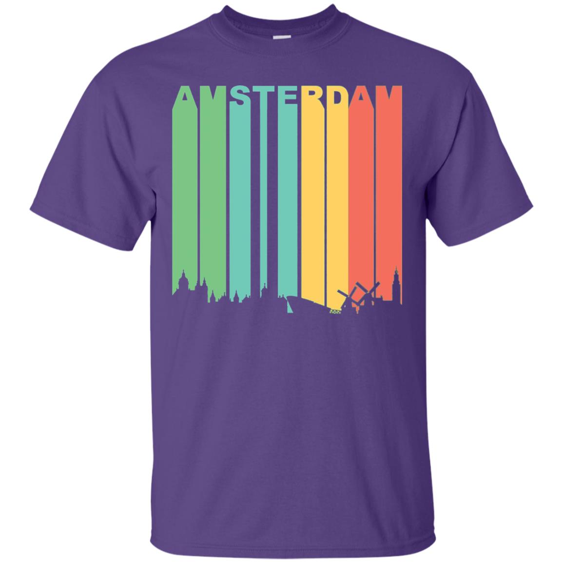 Retro Amsterdam Netherlands Cityscape Downtown Skyline Shirt Purple
